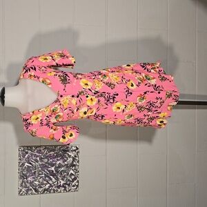 Button up pink floral dress